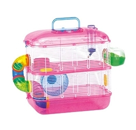 YB075-2 pink plastic hamster cage