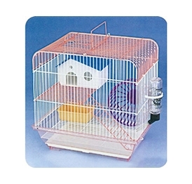 YB004 square shaped pink wire pet cage with hanger