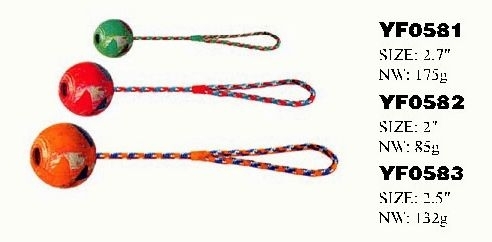 YF0581-YF0583 Rubber dog toy ball with rope