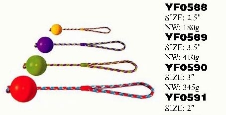 YF0588-YF0591 dog rope toy with rubber ball