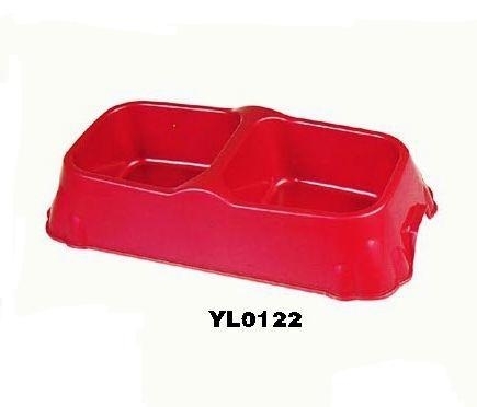 YL0122  Plastic Pet Dog Bowl Accessory Food Water Feeder Double Bowl